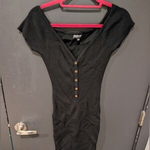 Fashion Nova Black Ribbed Bodycon Dress - Size L